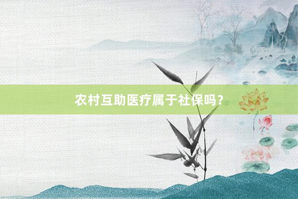 农村互助医疗属于社保吗？